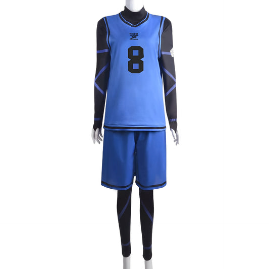 Meguru Bachera Cosplay(Blue 8) Blue Rock Soccer Uniform Anime Japan