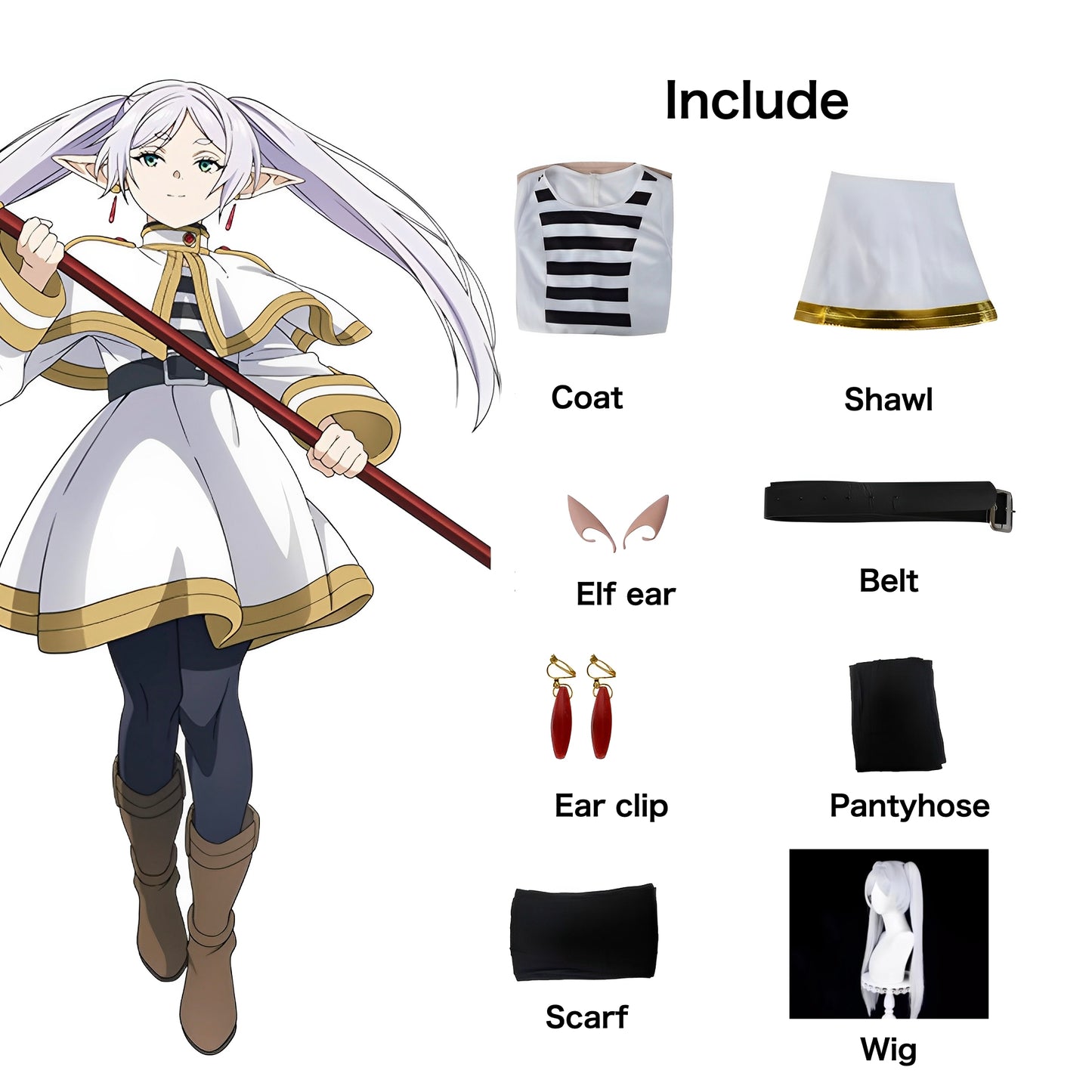 Frieren Cosplay Set with a Wig  Frieren Beyond Journey's End Anime Japan